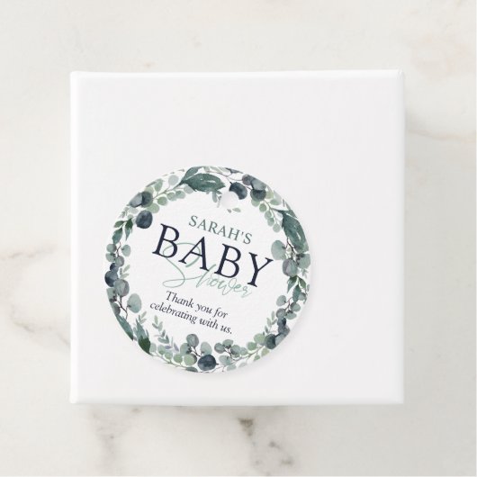 Waterverf Eucalyptus Foliage Baby shower Bedankjes Labels (In situ)