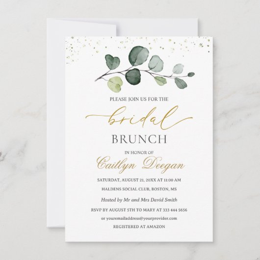 Waterverf Eucalyptus Foliage Bridal Brunch Kaart (Voorkant)