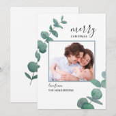 Waterverf Eucalyptus Foto Kerstkaart (Voorkant / Achterkant)
