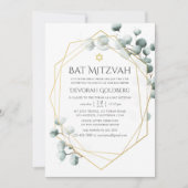 Waterverf Eucalyptus Geometric Bat Mitzvah Kaart (Voorkant)