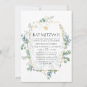 Waterverf Eucalyptus Geometric Bat Mitzvah Kaart (Voorkant)
