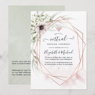 Waterverf Eucalyptus Geometric Virtual Wedding Kaart