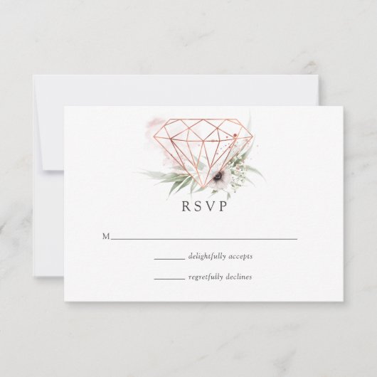 Waterverf Eucalyptus Geometric Wedding RSVP Kaartje (Voorkant)