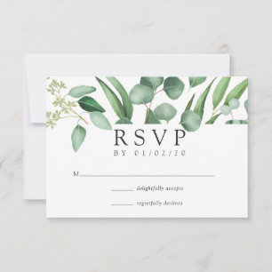 Waterverf Eucalyptus Geometric Wedding RSVP Kaartje