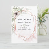 Waterverf Eucalyptus Geometric Wedding Save The Date (Staand voorkant)