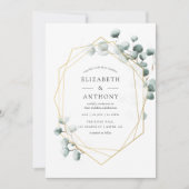 Waterverf Eucalyptus Geometric Wedding Uitnodiging (Voorkant)