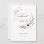 Waterverf Eucalyptus Geometric Wedding Uitnodiging (Voorkant)
