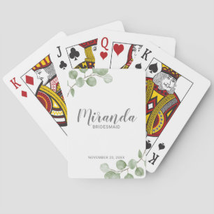Waterverf Eucalyptus gepersonaliseerde bruidsmeisj Pokerkaarten
