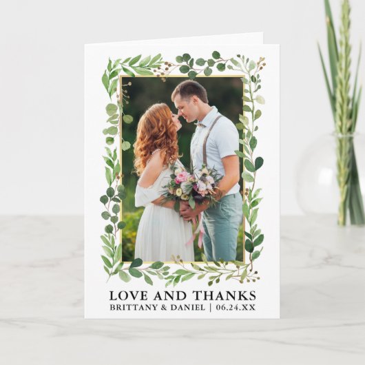 Waterverf Eucalyptus Goud Liefde Bedankt Gevouwen (Voorkant)