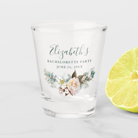 Waterverf Eucalyptus Green Bachelorette Party Shot Glas (Voorkant)