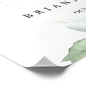 Waterverf Eucalyptus Green Weddenschap Welkom Poster (Hoek)