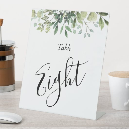 Waterverf Eucalyptus & Greenery Botanical Wedding Reclamebord Met Voetstuk (Insitu)