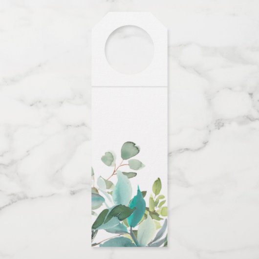 Waterverf Eucalyptus Greenery Bridesmaid Voorstel Flessenhanger (Achterkant)