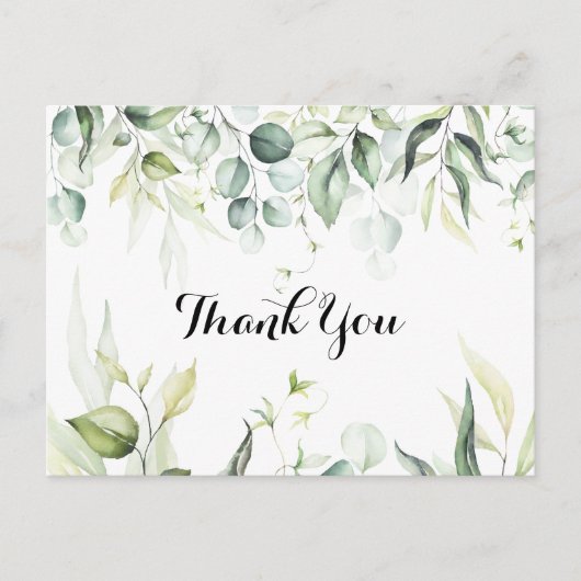 Waterverf Eucalyptus Greenery Dank u Briefkaart (Voorkant)