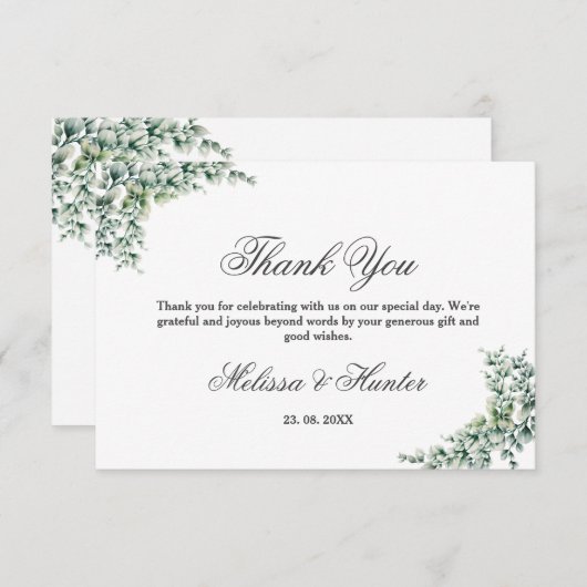 Waterverf Eucalyptus Greenery Foliage Wedding Bedankkaart (Voorkant / Achterkant)