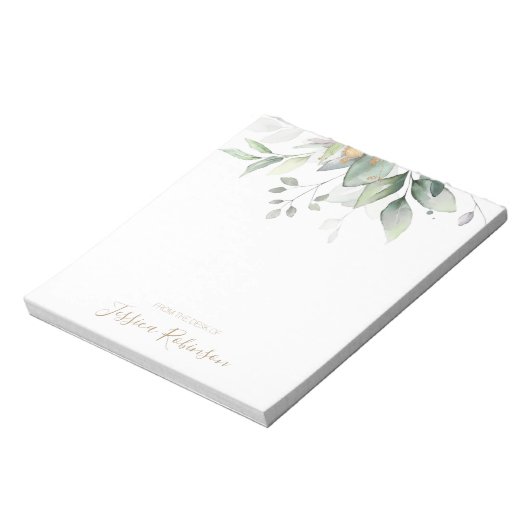 Waterverf Eucalyptus Greenery Gepersonaliseerd Notitieblok (Gedraaid)