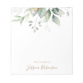 Waterverf Eucalyptus Greenery Gepersonaliseerd Notitieblok (Voorkant)