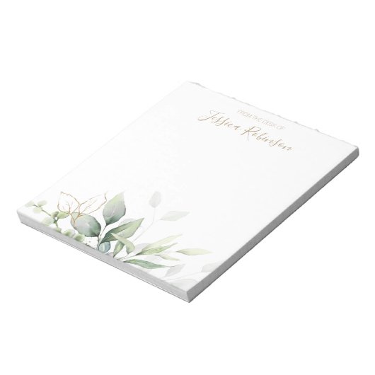 Waterverf Eucalyptus Greenery Gepersonaliseerd Notitieblok (Gedraaid)