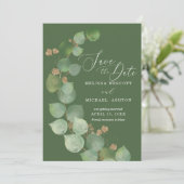 Waterverf Eucalyptus Greenery Gold Accent Modern Save The Date (Staand voorkant)