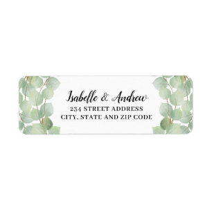 Waterverf Eucalyptus Greenery Gold Branches Etiket