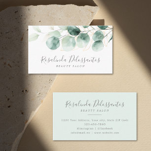 Waterverf Eucalyptus Greenery Gold Foliage Visitekaartje