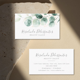 Waterverf Eucalyptus Greenery Gold Foliage Visitekaartje