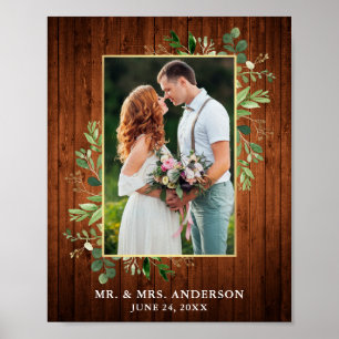 Waterverf Eucalyptus Greenery Gold Wood Foto Poster