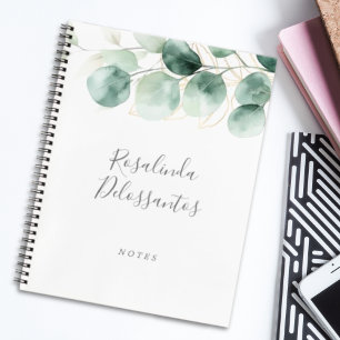 Waterverf Eucalyptus Greenery Goud Bloemen Notitieboek