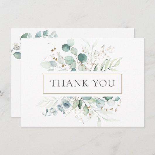 Waterverf Eucalyptus Greenery Hartelijk dank (Voorkant / Achterkant)