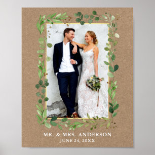 Waterverf Eucalyptus Greenery Kraft Gold Foto Poster