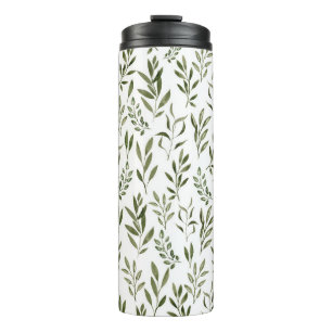 Waterverf Eucalyptus Greenery leest Patroon Thermosbeker