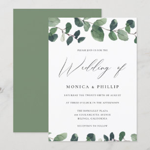 Waterverf Eucalyptus Greenery Modern Wedding Kaart