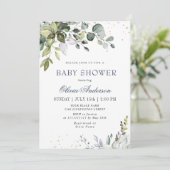 Waterverf Eucalyptus Greenery NEUTRAL Baby shower Kaart (Staand voorkant)