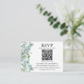 Waterverf Eucalyptus Greenery QR RSVP Weddenschap Informatiekaartje (Staand voorkant)
