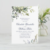 Waterverf Eucalyptus Greenery Rehearsal Dinner Kaart (Staand voorkant)
