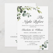 Waterverf Eucalyptus Greenery Rehearsal Dinner Kaart (Voorkant / Achterkant)