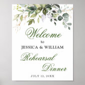 Waterverf Eucalyptus Greenery Rehearsal Dinner Poster (Voorkant)