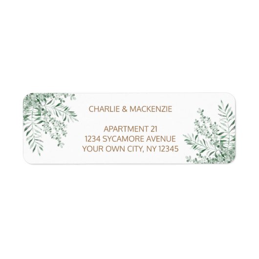 Waterverf Eucalyptus Greenery Return Address Etiket (Voorkant)