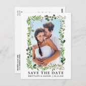 Waterverf Eucalyptus Greenery slaat de datum op Briefkaart (Voorkant / Achterkant)