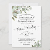 Waterverf Eucalyptus & Greenery Virtual Wedding Kaart (Voorkant)