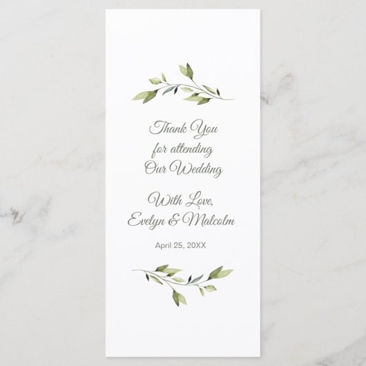 Waterverf Eucalyptus Greenery Wedding Dinner Menu (Achterkant)