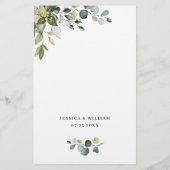 Waterverf Eucalyptus Greenery Wedding Dinner Menu (Achterkant)