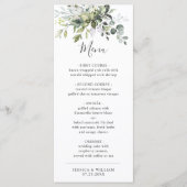 Waterverf Eucalyptus Greenery Wedding Dinner Menu (Voorkant)