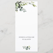 Waterverf Eucalyptus Greenery Wedding Dinner Menu (Achterkant)