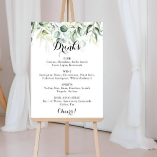 Waterverf Eucalyptus Greenery Wedding Drink Menu Poster