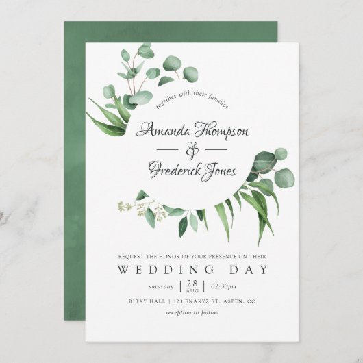 Waterverf Eucalyptus Greenery Wedding Kaart (Voorkant / Achterkant)