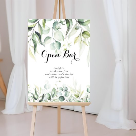 Waterverf Eucalyptus Greenery Wedding Open Bar Poster