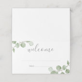 Waterverf Eucalyptus Greenery Wedding Place Card (Buitenkant ongevouwen)