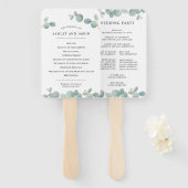 Waterverf Eucalyptus Greenery Wedding Programme Handwaaier (Voorkant en achterkant)