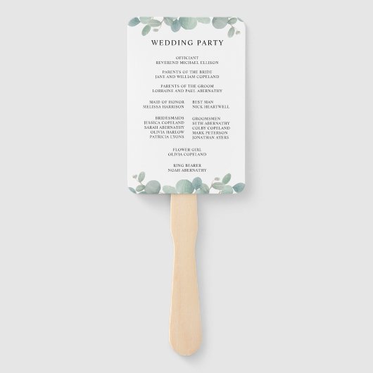 Waterverf Eucalyptus Greenery Wedding Programme Handwaaier (Achterkant)